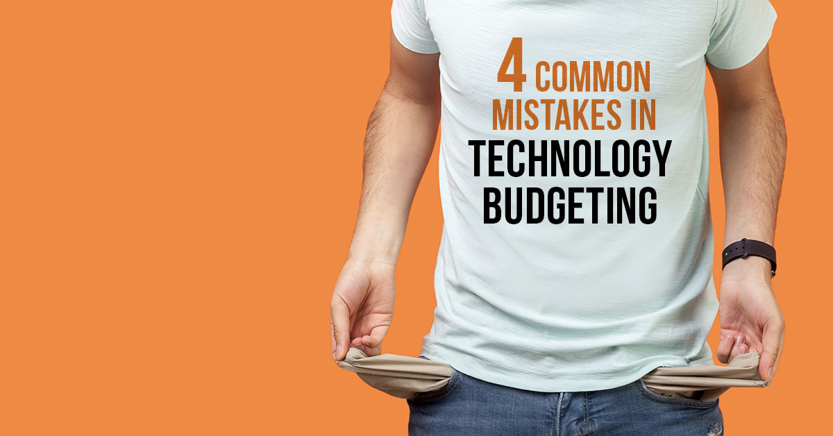 Man in T-shirt that says 4 Common Mistakes in Technology Budgeting_The AME Group